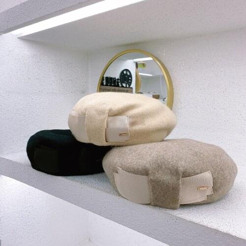 Classic Winter Hat Korean Fashion Early Autumn Wool Bow Solid Color Caps Girl Versatile Retro Warm Pure Caps For Women 2021 New