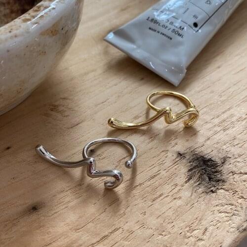 Exaggerated letter M line ring Celi French style 925 sterling silver Minimalist fashion female design ring