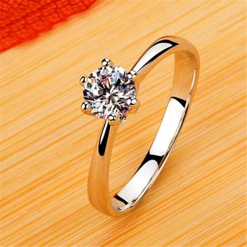 Luxury Female Small AAA Zircon Stone Ring Real 925 Sterling Silver Engagement Ring Solitaire Wedding Rings For Women