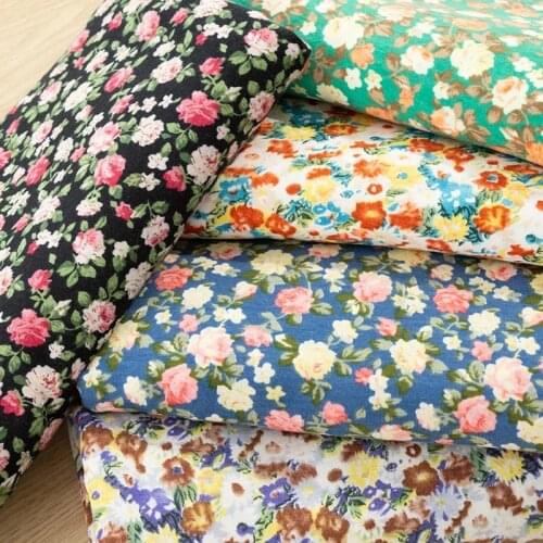 Fashion Rose Fabric Floral Stretchy Print Jersey Fabric For Sewing t Shirt Or Dress Thin Sewing Material 50*150cm KA28--TJ0991