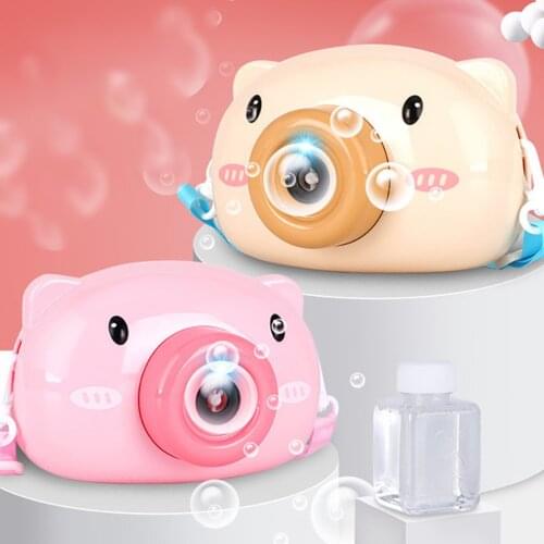 Cartoon Piggy Shape Bubble Camera Automatic Bubble Blowing Toy Children Exquisite Bubble Blowing Machine WIth Bubble Water