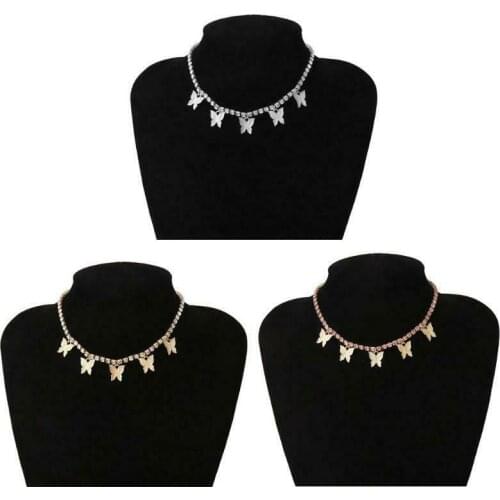 Necklace Fully Women Flying Jewelry Crystal Butterfly Statements Choker