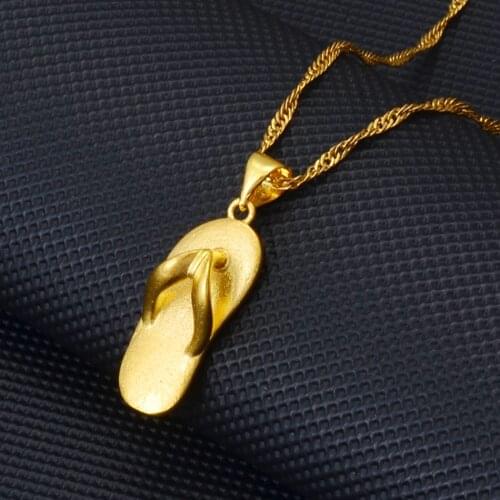 Anniyo Hawaiian Shoe Pendant Necklaces for Women Girls Rhinestone Fashionable Party Guam Chuuk Summer Accessories #201025