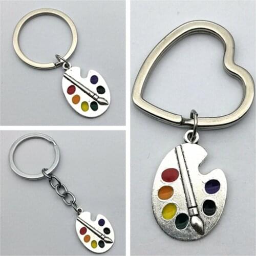 2020 Painter Palette Tool Brush Heart-shaped Keychain Draw Entrepreneurial Keychain Personalizeds Keychain Gift for Painter