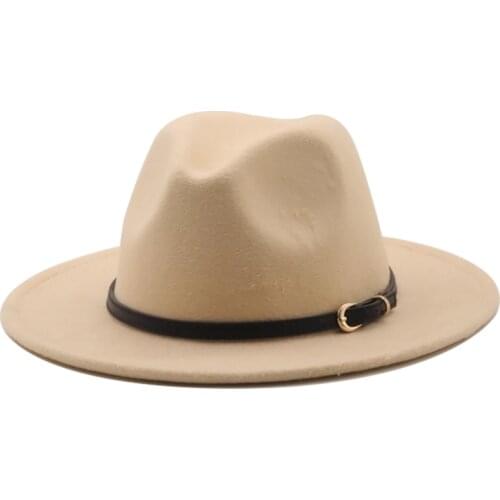 Simple Felt Hat Men Fedora Hats with Belt Women Vintage Trilby Caps Wool Fedora Warm Jazz Hat Chapeau Femme feutre