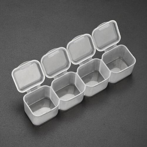 4 Grids Transparent Plastic Box Pill Beads Jewelry Storage Bag Box Cases Rhinestone Display Organizer Boxes