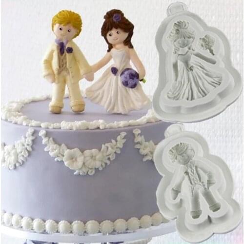 Groom Bride Buttons Silicone Molds Fondant Cakes Decor Tools Silicone Mold Sugarcraft Chocolate Baking Tools Cakes Gumpaste Form