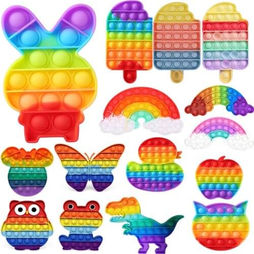 Rainbow Push Bubble Toy Hot Sale Fidget Toys Sensory Toy Anti-Stress Silicone Children Adult Push Bubble Desktop Game Gifts