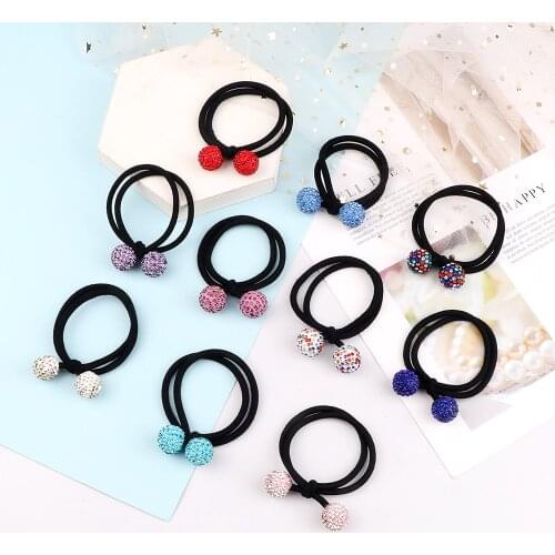 Colorful Balls Pendant Hair Bands Ties Bling Beads Decoration Rubber Band Fashion Scrunchies For Women Girls Elastic Rope Holder