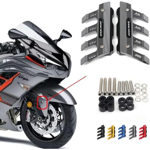 With Logo For KAWASAKI ZZ-R1400 ZZR 1400 Motorcycle CNC Accessories Mudguard Side Protection Block Front Fender Anti-Fall Slider