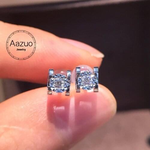Aazuo 18K White Gold Rose Gold Real Diamonds 0.04ct Classic Ox Head Stud Earring gifted for Women&Lady Wedding Party