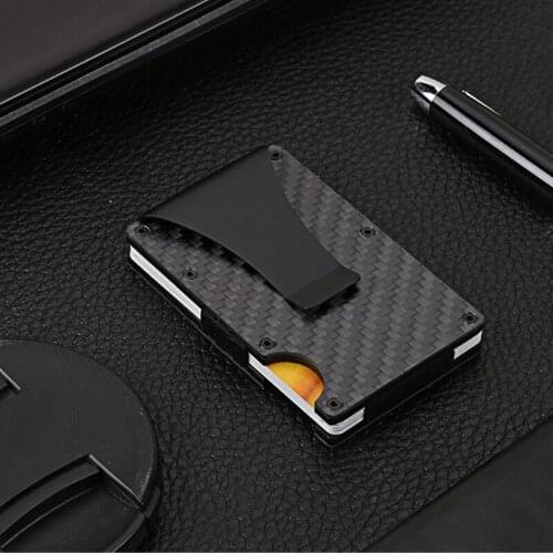 Slim Carbon Fiber Money Clip Stainless Steel Credit Card Clips Holder Metal Wallet Money Clip Purse For Men Multipurpose Gift