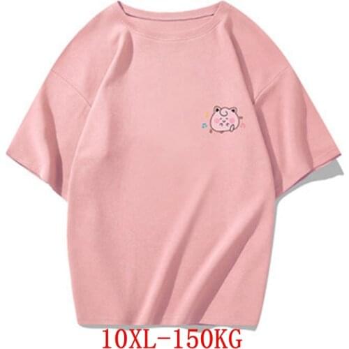 ANGINANA Large size womens T-shirt plus size 9XL 10XL summer round neck short sleeve loose black and white red big T-shirt top