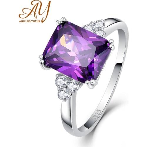 Anillos Yuzuk New Solid 925 Sterling Silver Rings For Women Created Pouple Gemstone Ring Wedding Engagement Band Fine Jewelry