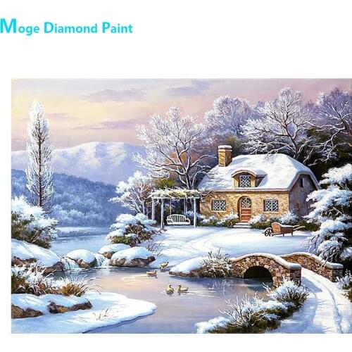 Winter Forest Park Diamond Painting Round Full Drill Snow Scenic Nouveaute DIY Mosaic Embroidery 5D Cross Stitch Home Decor Gift