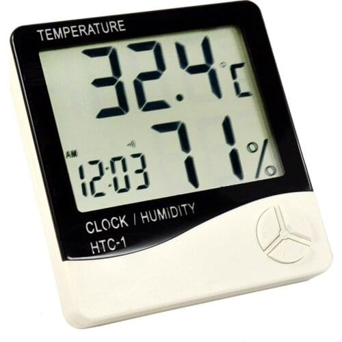 1 Pcs Indoor Home Thermometer Digital LCD Hygrometer Temperature Humidity Meter Clock