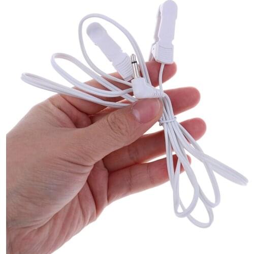 1PCS 3.5mm Plug Electrode Lead Wires Connecting Cables With 2 Ear Clips For Digital TENS Therapy Machine Massager