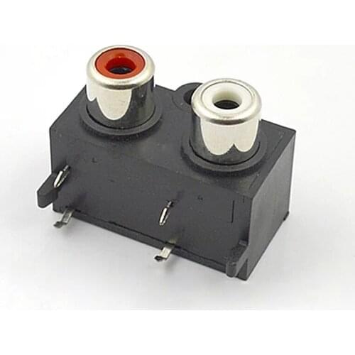 100pcs Audio Video Connector RCA Plug AV Lotus Socket Audio Video Socket 2 holes AV Jack Adapter