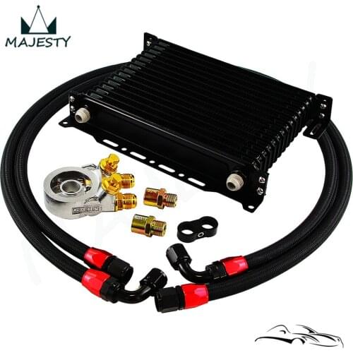 15 Row Engine Racing Trust Oil Cooler Thermostat Adapter hose Kit For Japan Car/Truck Blue/ Black