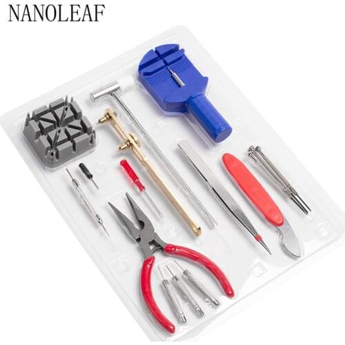 16pcs Watch Repair Tool Kit Band Pin Strap Link Remover Back Opener Battery Replacement Clock Professional Maintenance Set