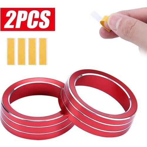 2pc Car Auto A/C Climate Knob Trim Ring Cover Red Aluminum DIY For Honda Civic Sedan Coupe Hatchback 2016-2018 Accessories Parts