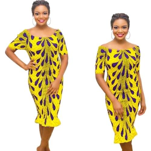 2021 European and American Sexy Womens One-Shoulder Printed Dress