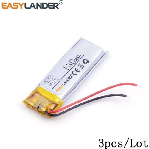 3pcs /Lot 461130 130mAh 3.7v lithium Li ion polymer rechargeable battery For MP3 MP4 Bluetooth headset small toy sound DVR