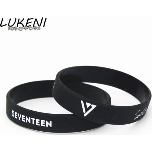 LUKENI 50PCS Popular Group Korea K-Pop Star Seventeen Silicone Bracelets&Bangles Idol Music Wristband Jerwerly Wholesale SH179