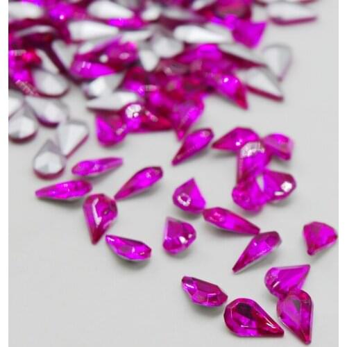 5x8mm~8x13mm 100pcs Rose Color Waterdrop Silver Point Back Rhinestone Fancy Stone Droplet Glass Crystal For Jewelry Strass
