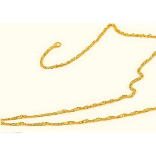 999 Solid 24K Yellow Gold Chain Necklace/ Singapore Link Chain Necklace/ 3.25g