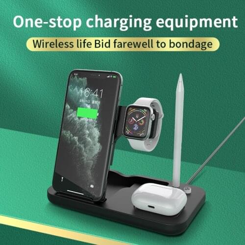 4 In 1 Qi Wireless Charger Stand Wireless Charger fast charging for Apple Watch 6 5 4 3 2 1SE/Airpods Pro/iPhone 12 11 XS XR X 8