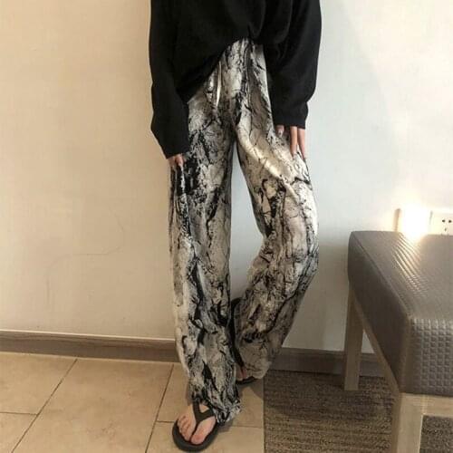 New Korean Style Leopard Pants Summer Fashion Wide Leg Trousers Women Loose Print High Waist Pants Women pantalones de mujer