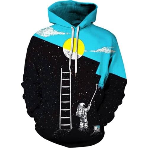 Funny Design kids Hoody Astronaut Space 3D Sweatshirt Men/Women Long Sleeve Hooded Tracksuit Black Hoodies Pullover Men clothing