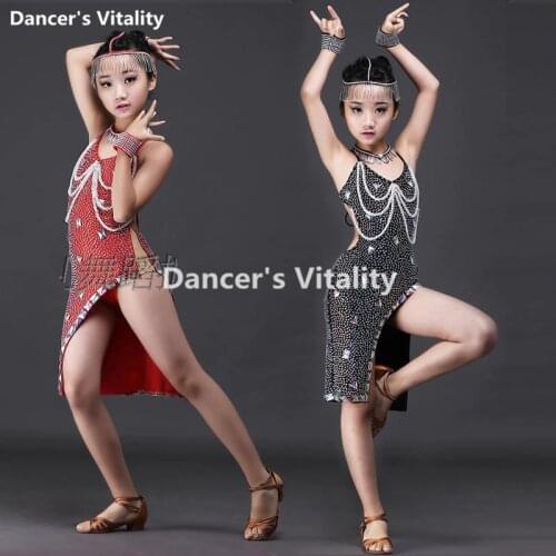 Child Sexy Latin Dance Dresses Kids Ballroom Dance Costume Girl Modern Dance Dress Women Vestido Waltz Stage Dance Clothing