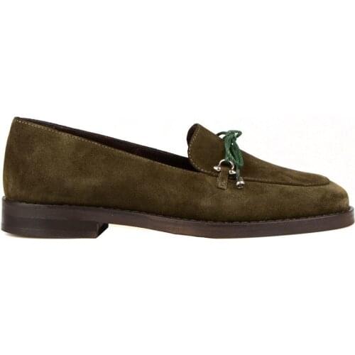 FootCourt- Dark Khaki Suede Comfortable Flat Shoes For Women Round Toe Casual Shoes etor Slip On Driving Loafers Retro fashion
