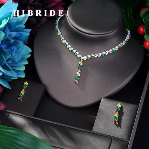 HIBRIDE Elegant Colorful Flower Shape Pendant Design High Quality for Young Woman Gift Hot Sale Zirconia Banquet Peacetime N-53