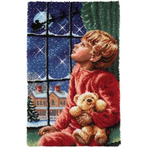 Hobby Crafts Tapestry Latch Hook Rugs Kits for Adults With Printed Pattern Canvas Christmas Decoration