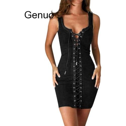 Lace Up Corset Bodycon Dress Women Slim Ladies V Neck Strappy Bandage Mini Dresses Sexy Club Dress Plu Size 3XL Sukienka A40