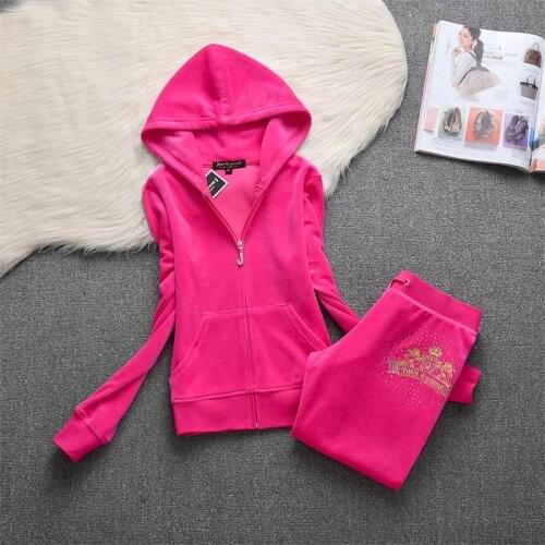 Juicy Lovers Brand Women Sporting Suits Outdoor Velvet Autumn Casual Womens Tracksuits Hooded Collar Jogging Sportswear suit