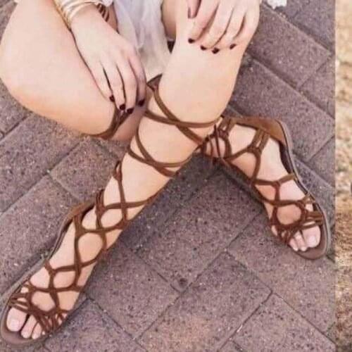 Fashion Women Boot Sandals Shoes Knee Length Sexy Cross-Tie Sandal Women Gladiator Sandals Women Cross Strap Tall Sandals
