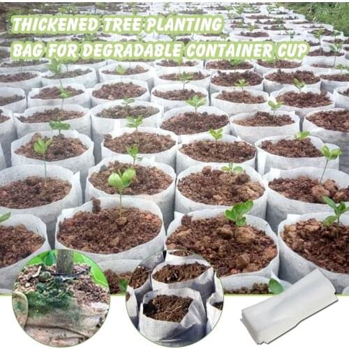 100PCS Non-woven Nursery Bag Plant Flower Seeding Grow Bag White Biodegradable Fabric Growing Planter Home Gardening Accessories