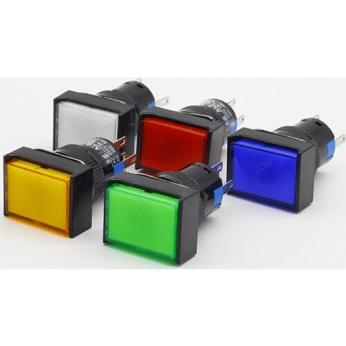 Rectangular Pushbutton Switches LA16J-11D (AL6-M) No Locks Rectangular Push Nuts Five feet 16MM