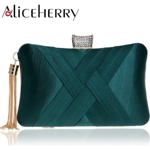 Luxury Handbags Women Bags Designer Metal Tassel Lady Clutch Bag With Chain Shoulder Small Purse Day Evening Green Clutch Bags