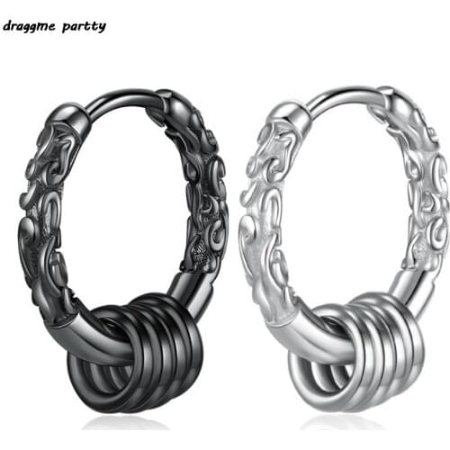 Single Hip-hop Golden Hoop Earrings Punk Gothic Mens Jewelry Geometry Design Womens Unique Unusual Earring Birthday Gift