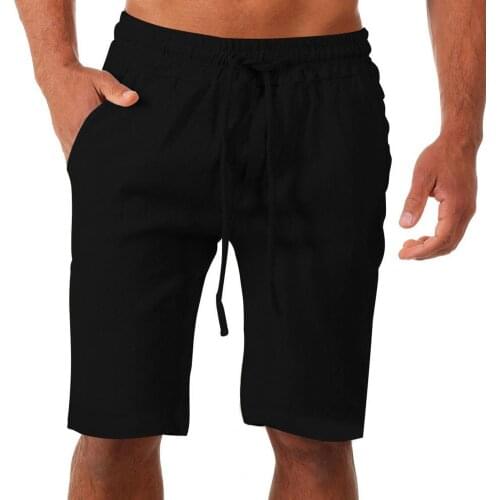 Men Running Shorts Solid Color Male Sports Shorts Knee Length Drawstring Two Pockets Men Training Shorts Short Homme