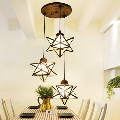 Mediterranean Tiffany Baroque star Stained Glass Suspended Luminaire E27 110-240V Pendant lights for Home Parlor Dining Room