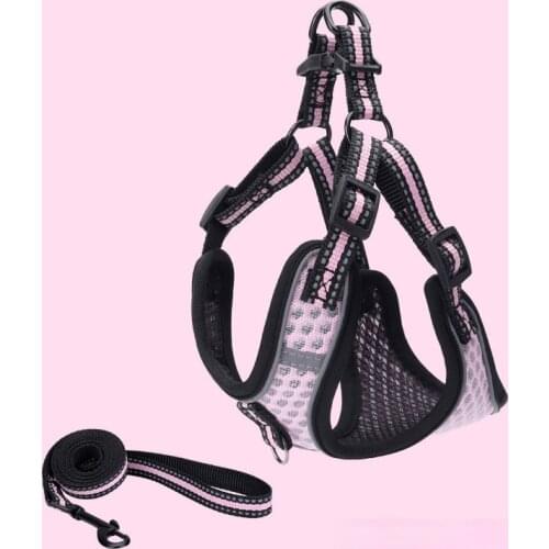 Pet Dog Harness Reflective Puppy Kitten Collars Breathable Mesh Vest Adjustable Dog Cat Vest outdoor Walking Training leashes