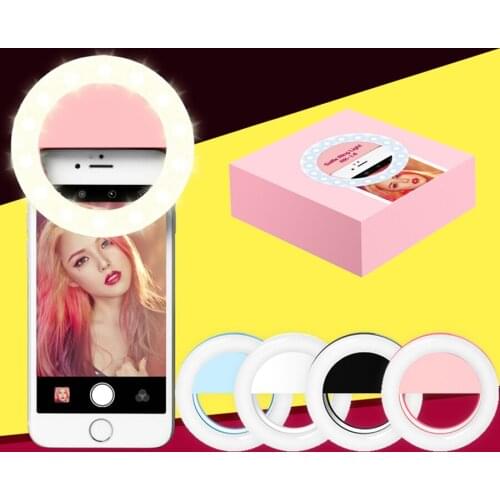 Convenient-clip Selfie Light With Rechargeable Battery LED Ring Flash Light For iphoneXiaomi Samsung Huawei Android Phones