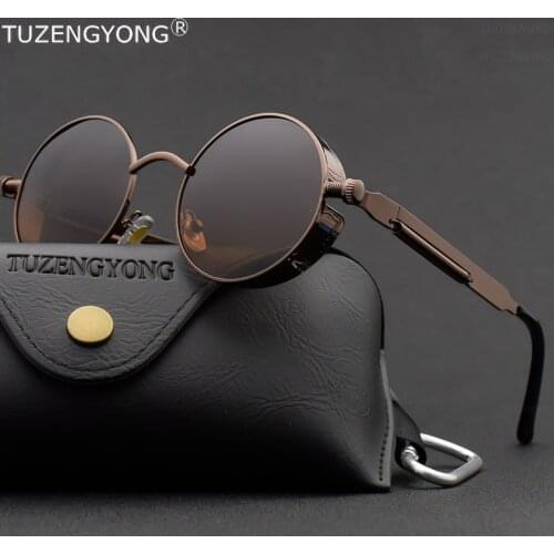 Classic Gothic Steampunk Sunglasses Polarized Men Women Brand Designer Vintage Round Metal Frame Sun Glasses High Quality UV400