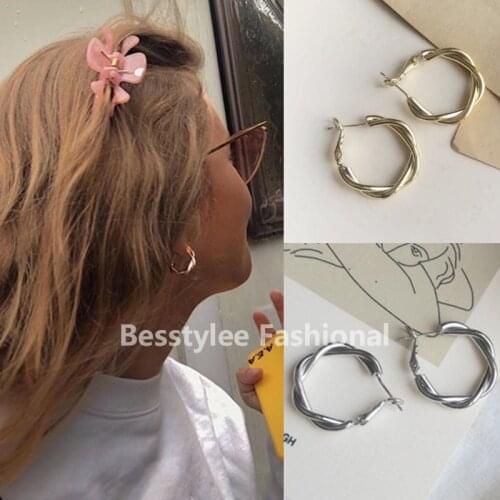 Women Fashion Earrings Vintage Hoops Gold Earrings Ootd Accessories S925Earring